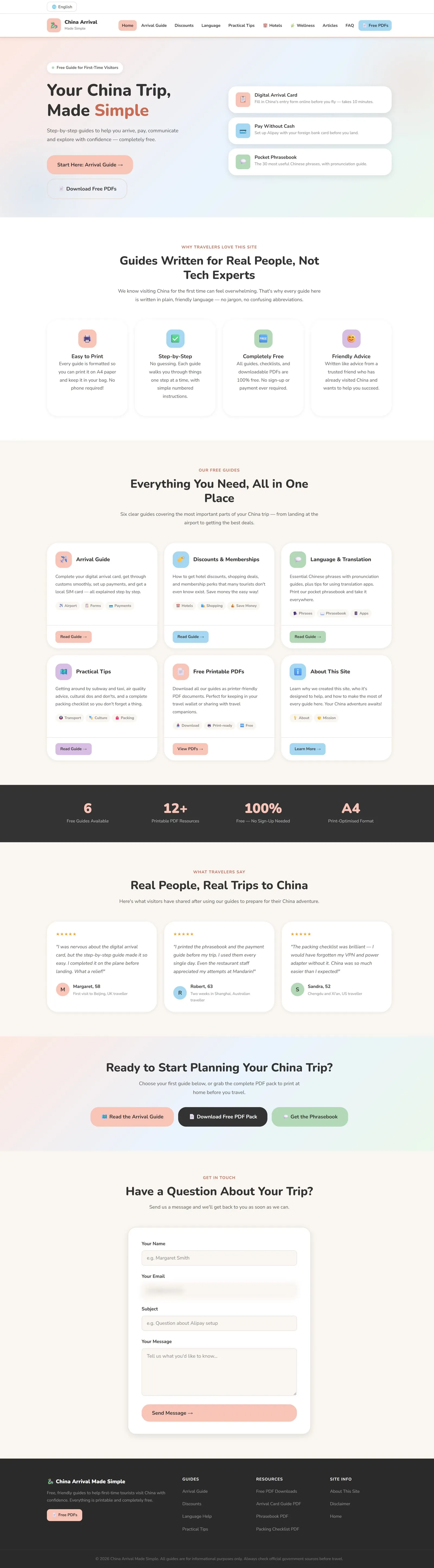 Screen capture of China Arrival Made Simple